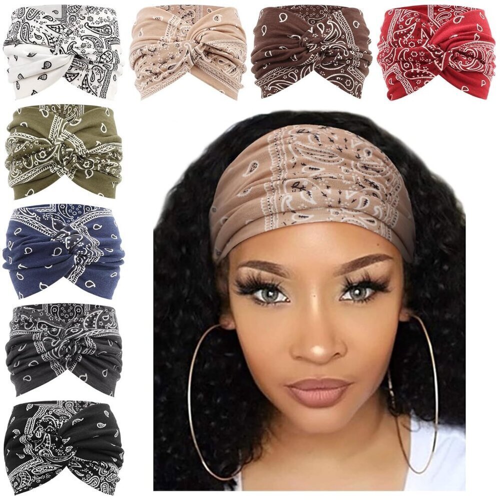 Wide Women Headbands Elastic Boho Hairbands Large Knot Sport Scarf